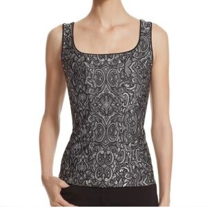 White House Black Market Black and Gray Camisol Corset Shape Brocade Sz XXS